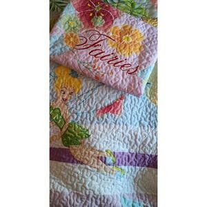 Disney Fairies 2 Pc Twin Quilt Set Comforter Sham  Tinkerbell Y2k Kidcore Purple